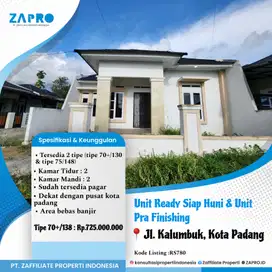 Jual rumah siap huni & pra finishing di kalumbuk padang