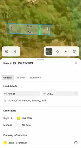 Dijual Tanah Kontur Dataran Tinggi di Goa Gong, Ungasan
