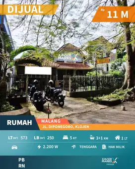Dijual Rumah Klasik Hitung Tanah di Klojen Malang