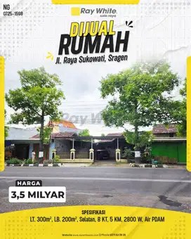 Rumah Luas Cocok Untuk Usaha atau Hunian di Jl. Raya Sukowati, Sragen