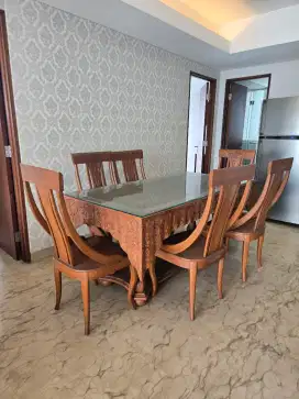 Jual Murah Satu Set Meja Makan dan Kursi Kayu Jati dengan Ukiran