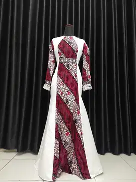 Gamis Batik cirebon, dress batik cirebon, dress premium