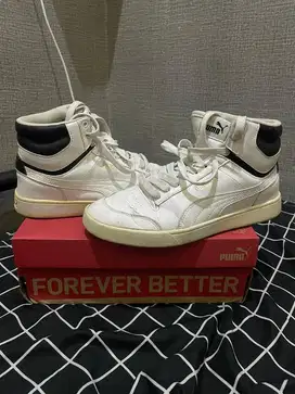 puma shuffle mid white white gold black original 100%