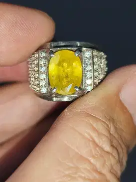 Batu Yellow safir sapphire 3.99 carat ring perak memo MGL yakut