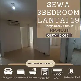 3 kamar besar sewa unfurnished lantai 19 apartemen bassura city