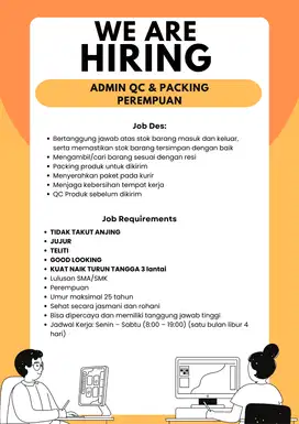 LOWONGAN KERJA ADMIN QC PACKING PETSHOP UNTUK PEREMPUAN