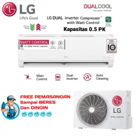 FREE PEMASANGAN! LG AC Split 1/2 PK DUAL COOL Inverter Compressor EV5