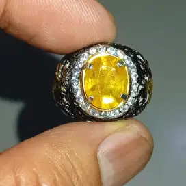 Natural Yellow sapphire Tanzania 3.77 ct Hbe memo MRI ring perak