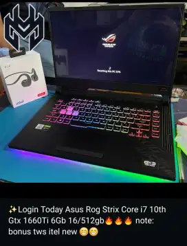Laptop Asus Rog Core i7 Gen 10 Ram 16GB VGA Nvidia 6GB GTX 1660ti