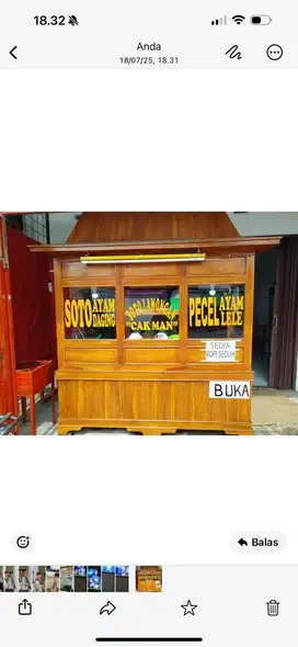 Dijual gerobak soto ayam/bakso/mie ayam pemakaian baru 3 bln