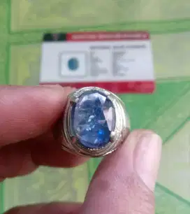 Batu cincin permata asli blue kaynite srilanka+memo
