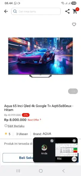 Aqua 65 inci qled 4k google tv