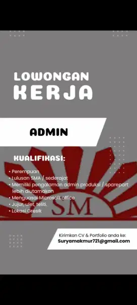 ADMIN PRODUKSI SPAREPART