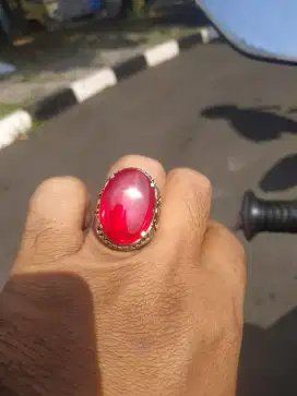 Cincin red carnelian natural ring titanium double plat mewah