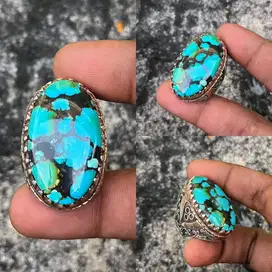 Cincin Natural Turquoise (Phyrus) Hubei Xinjang Ceplok Rainbow In