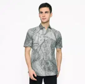 MyAksa Batik Pria Kemeja Batik Premium Pria Size L Slim Fit Hijau