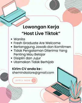 Lowongan Kerja Live Tiktok 4 Jam Live - 1 Jam Konten