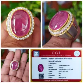 Ruby Kristal big size Ring perak uk 19/20