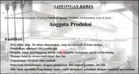 Lowongan kerja pria pabrik perabotan Stainless