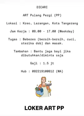 ART Pulang Pergi (PP) - Kreo, Larangan, Kota Tangerang