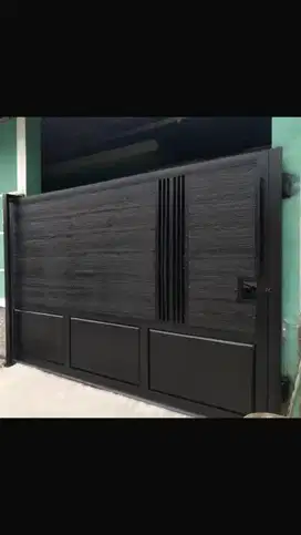 Pagar grc serat kayu kombinasi plat hitam