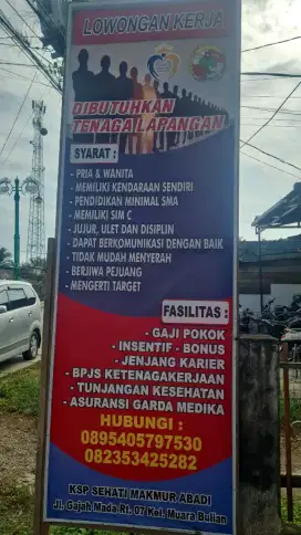 DIBUTUHKAN TENAGA KERJA LAPANGAN