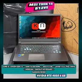 Msi Thin 15 B12VE Core i5 12450H Gen12 RTX4050 6GB Ram 16GB/512GB