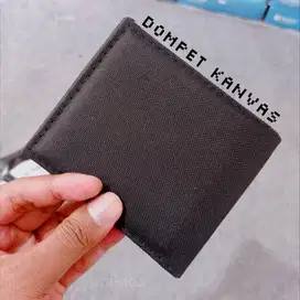 Dompet pria keren bahan kanvas do1 black full desain simpel minimalis