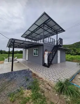 Kanopi mezanine outdoor balkon rangka hollow galvanis