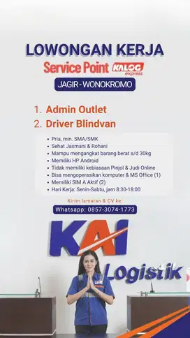 Lowongan Admin & Driver Agen KALOG Express Jagir