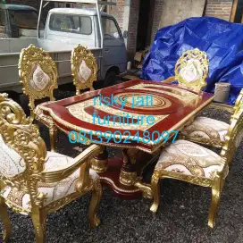 Meja makan rolina 6 kursi jati