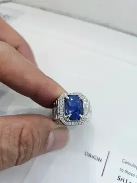 Cincin permata natural sapphire sri lanka & berlian. Harga istimewa
