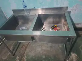 Meja Stainless Panjang & Sink Besar