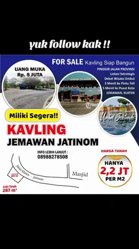 Tanah stragesi Jl DPu propinsi Klaten Boyolali