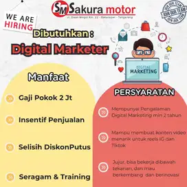 Dibutuhkan Digital Marketing Yamaha Sakura Motor Daan Mogot