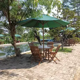 bangku waterproff,meja makan bulat,tenda minimalis,payung jati