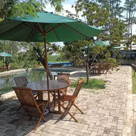 payung taman,tenda minimalis,bangku outdoor,meja bulat,tenda