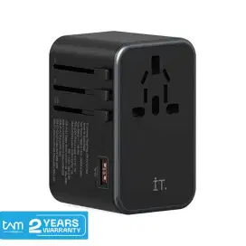 IT Universal Travel Adaptor 75 Watt PD QC Fast Charger - Black