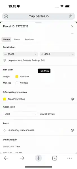 Jual tanah plot kecil Lokasi dekat villa Aris  Pecatu Badung Bali