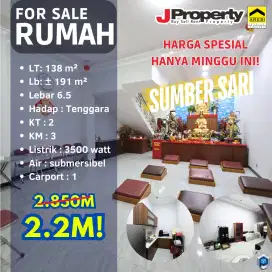 JUAL RUMAH SUMBERSARI JUAL MENDESAK KEPEPET DR 2.85 m ke 2.2 M