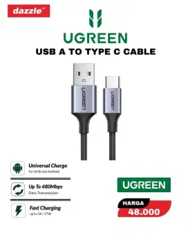 Ugreen Kabel data USB A to USB C fast charging nylon braided