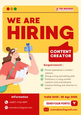 Lowongan Content Creator konten kreator