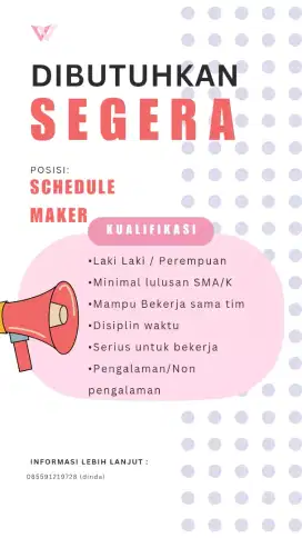lowongan kerja schedule maker