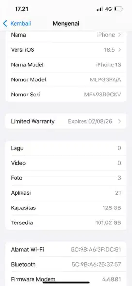 Ip 13 128gb kondisi baru