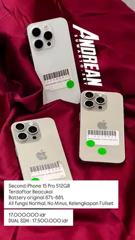 Second Iphone 15 Pro 512gb beacukai