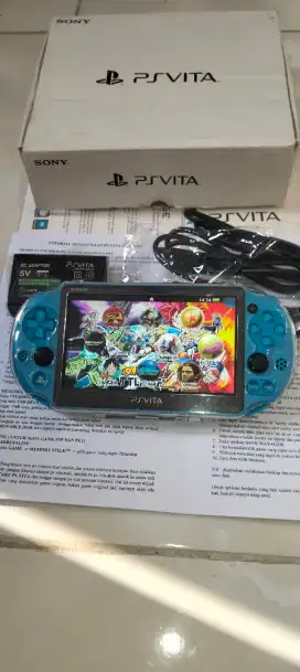 PS Vita Slim Aqua Blue Fullset Fullgames PSP PSvita