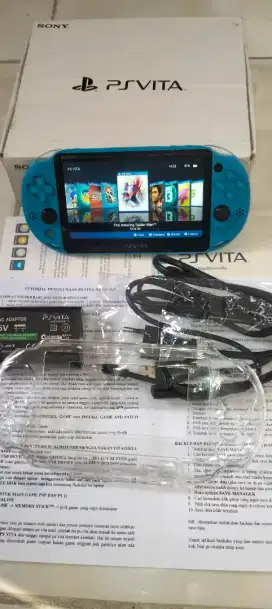 PS Vita Slim Aqua Blue Fullset Fullgames PSP PSvita