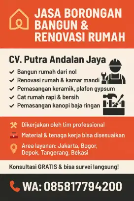 Butuh tukang borongan bangun baru / renovasi ?