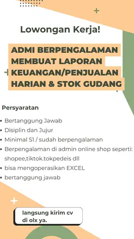 DI CARA ADMIN YANG BERPENGALAMAN DI ONLINE SHOP DAN MENGUASAI EXCEL