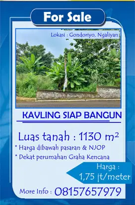 Dijual Murah BU Kavling seluas 1130 m² Semarang Kota